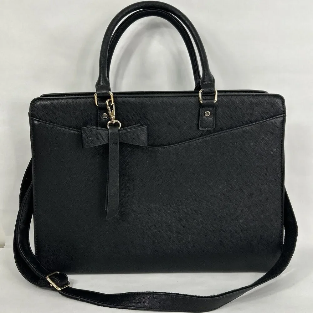 Laptop Satchel Bag Women 15.6 Inch Black Briefcase Shoulder Crossbody Travel